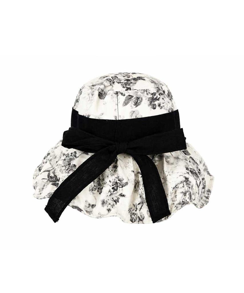 Emdijiti Floral Pattern Ribbon Bucket Floppy Hat_Ivory [Mdf2Ugc011]