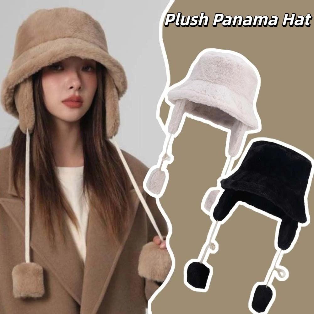 Warmer Winter Fisherman Hat Anti-cold Plush Bucket Cap Gifts Plush Panama Hat  Cycling