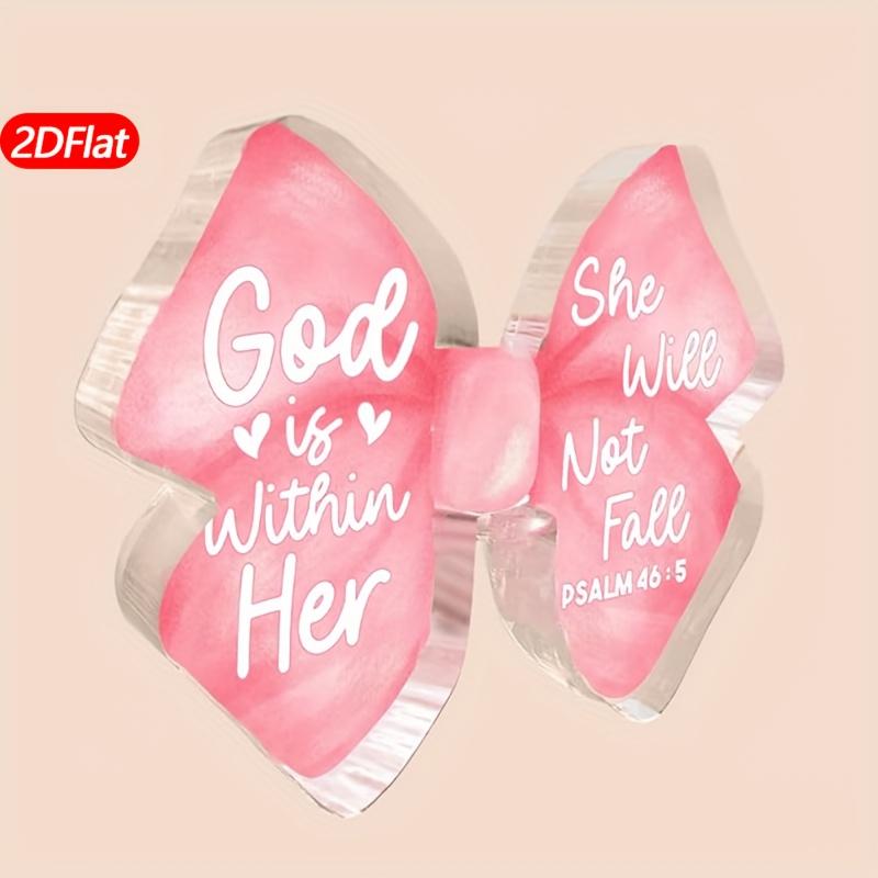 God Is with Her, She Will Not Fall  Christian Office Decoration, Inspirational Bible Quote, Home Tabletop Decorations, Nu 12*8.4cm