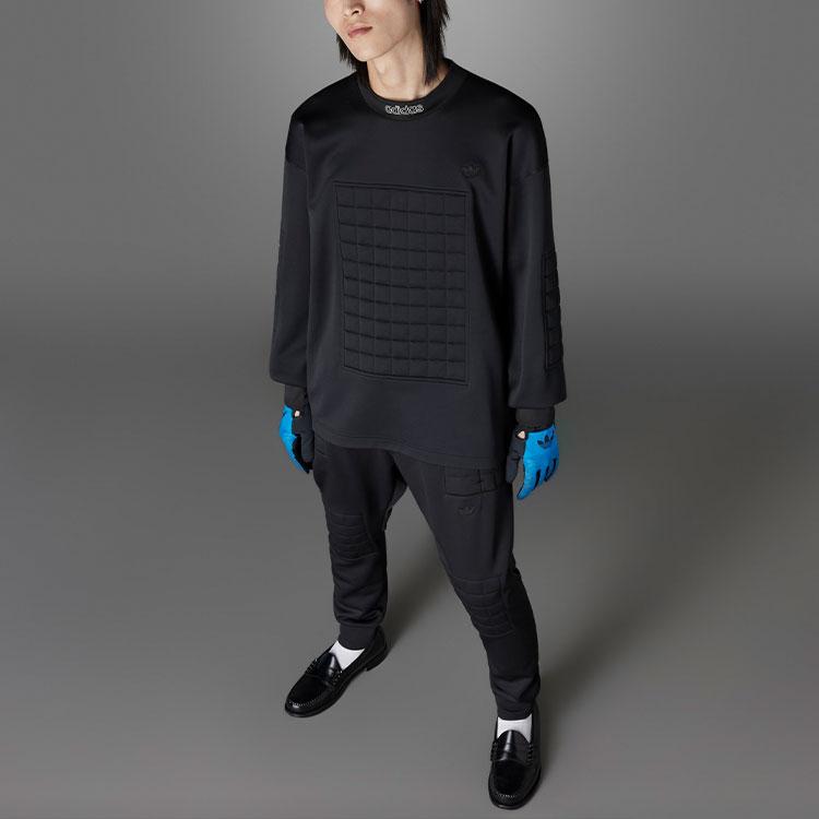adidas Originals Blue Version Logo Print Crew Neck Sweatshirt Men Tops Black HM6461