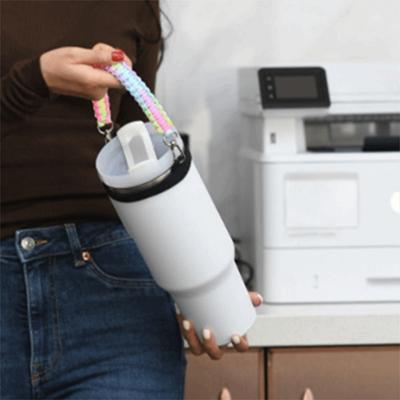Hand-Free Woven Water Bottle Sling Rope Reusable Universal Water Bottle Holder Color Blocking Stretchable Water Cup Strap