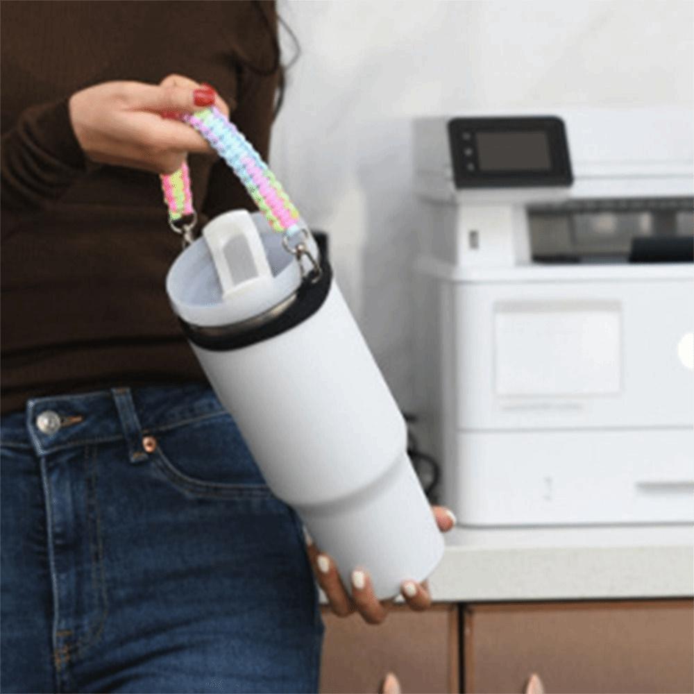 Stretchable Woven Water Bottle Sling Rope Reusable Water Bottle Holder Water Cup Strap  Camping