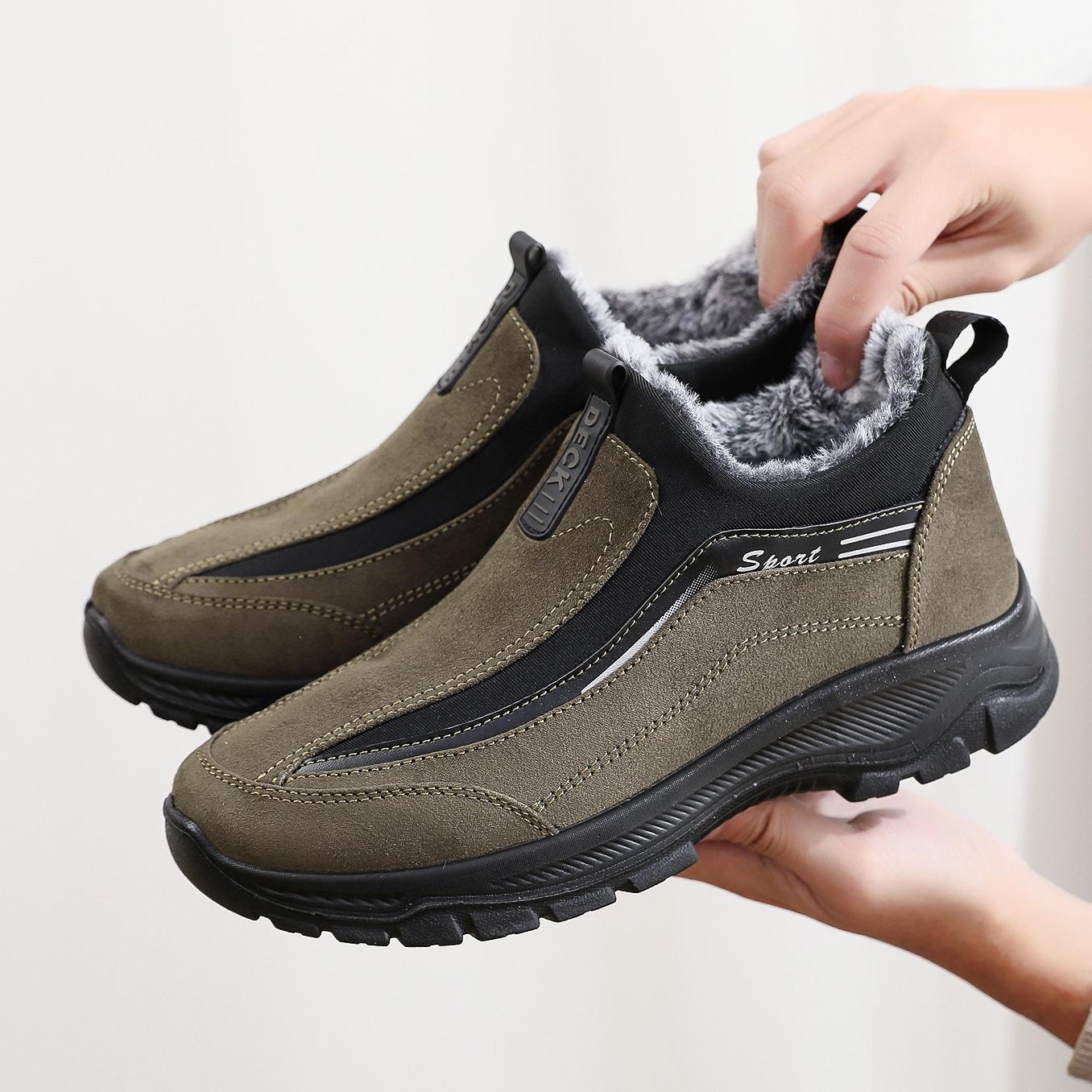 

Мужские зимние теплые ботинки для снега, нескользящие короткие ботинки с подкладкой из искусственного меха, удобные кроссовки для работы на открытом воздухе, повседневные мокасины для ходьбы, обувь для мужчин 44 темно-коричневого