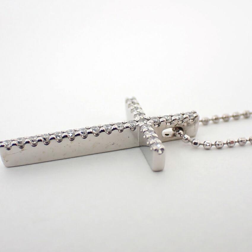 [Pre-owned] VENDOME K18WG Diamond Cross Pendant / j36-9