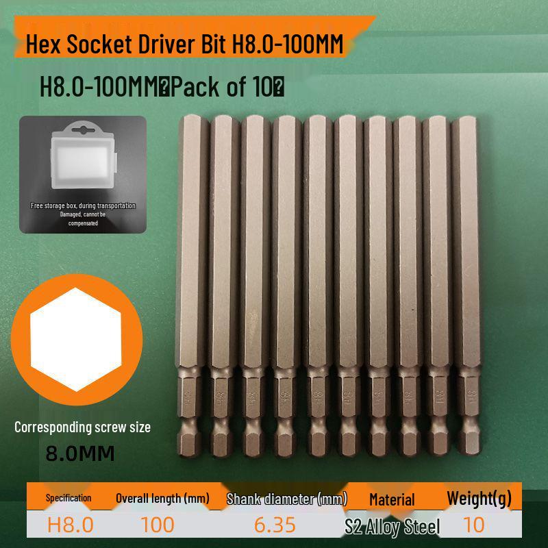 S2 Strong Magnetic Hex Socket Bit - High Strength, Shock Resistant for Hand Drills and Electric Screwdrivers