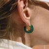 Vintage Chunky C-Shape Resin Stud Earrings for Women 18K Gold Plated Stainless Steel Waterproof Earring Fashion Jewelry Gifts