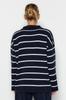 Damenmode Neuer Pullover Marineblau Weites Muster Gestreifte Strickwaren Pullover