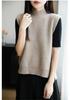 Women's 100% Pure Wool Sleeveless Knit Vest Shawl - Warm Autumn/Winter Layering Pullover with Half-High Collar