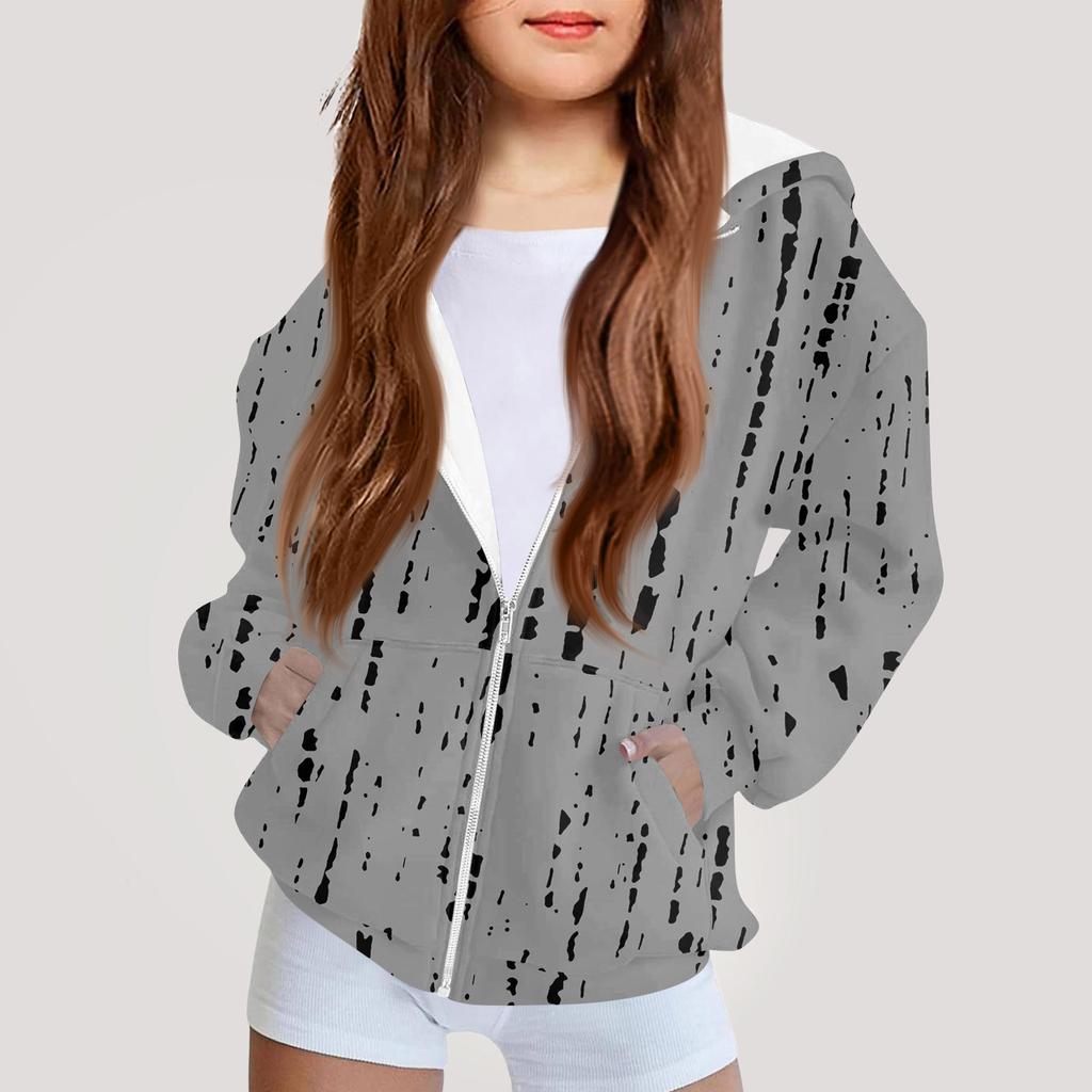 Moda dziecięca Bluza z kapturem z nadrukiem z długim rękawem Dziewczęca kurtka hoodie