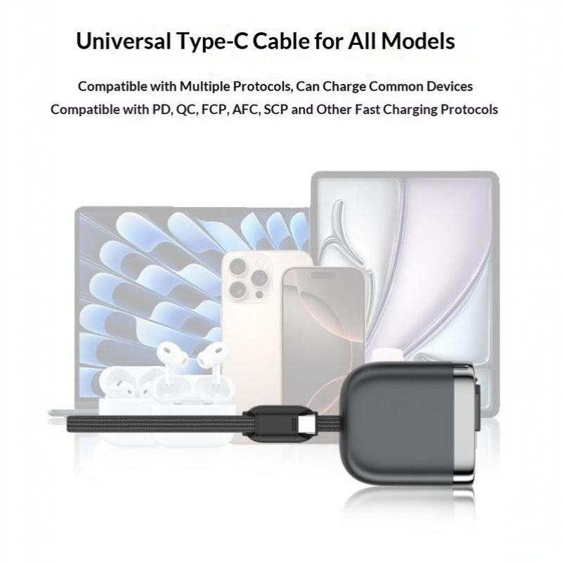 240W Usb C To Usb C Super Charging Retractable Cable Portable Type C Fast Charge Data Cable For Most Mobile Phones