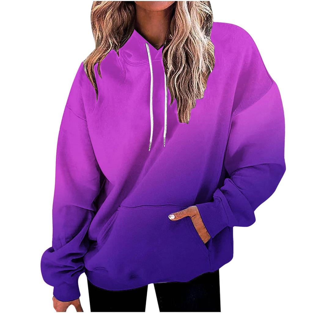 Kids 3D Gradient Printed Long Sleeve Loose Hooded Sweatshirt Simple Girl Casual Long Sleeve Pullover