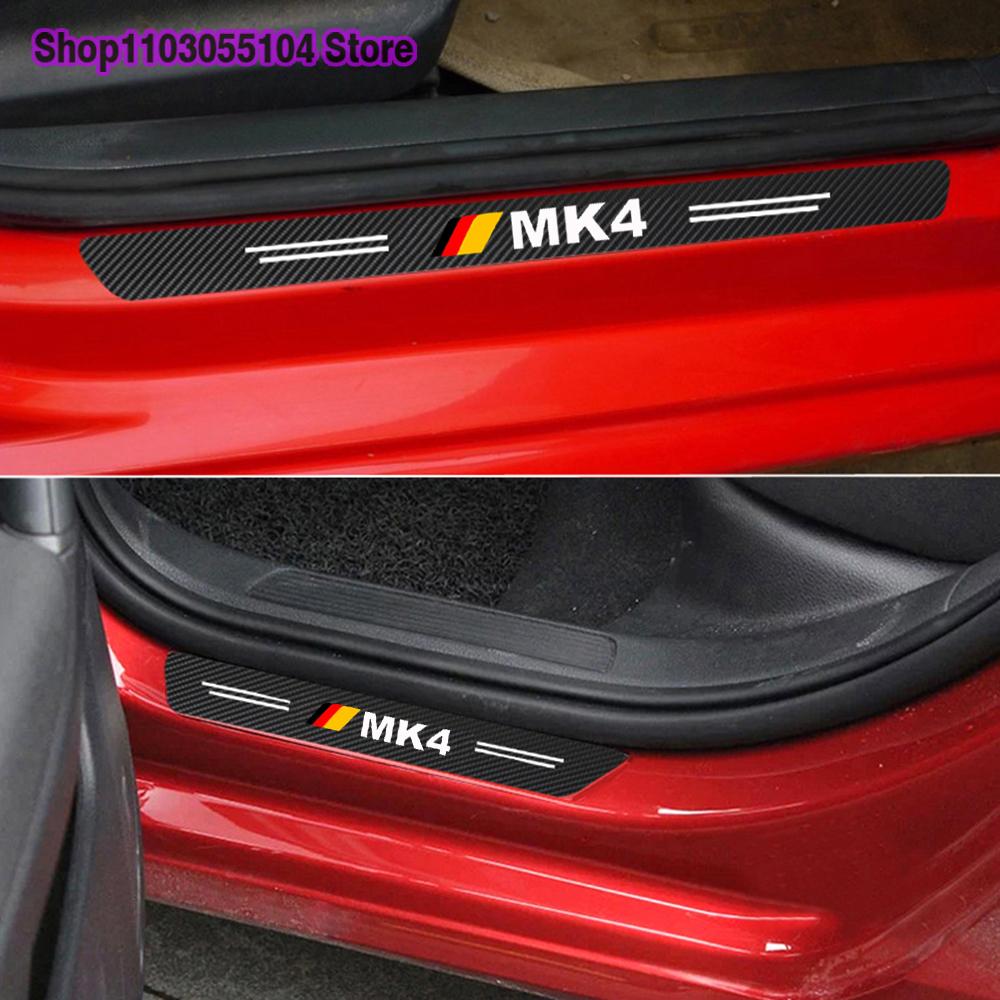 4pcs Carbon Fiber Car Door Sill Sticker Auto Threshold Decoration For Volkswagen VW GOLF 4 5 6 7 MK7 MK4 MK5 MK6 MK1 MK2 MK3 MK8