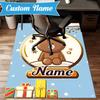 Custom Name Brown Bear Celebration Rug for Living Room, Game Rooms, Office, Bedroom, Floor Mat Playful Design, fan gifts Christmas decor