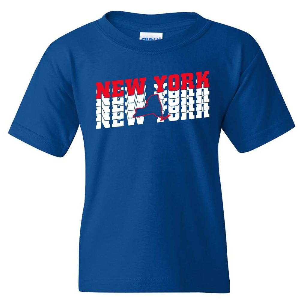New York Retro Repeat - Sport Football City Team Classic Youth T Shirt - Royal