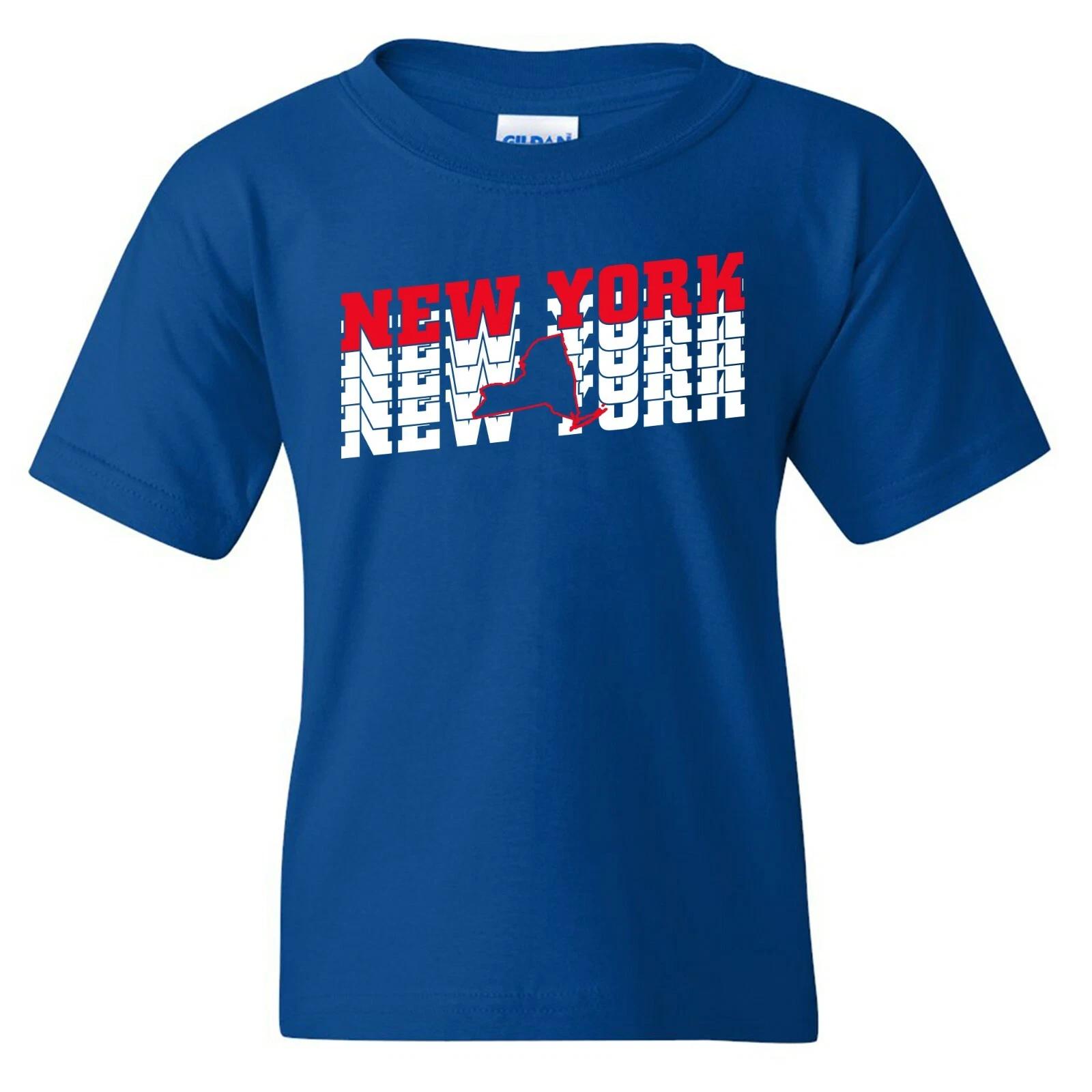 New York Retro Repeat - Sport Football City Team Classic Youth T Shirt - Royal 2XL