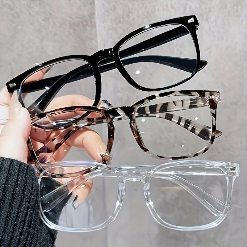 1pcs Unisex Fashion Big Frame Glasses, PC Material, Plastic Hinges, Casual Decorative Eyewear.