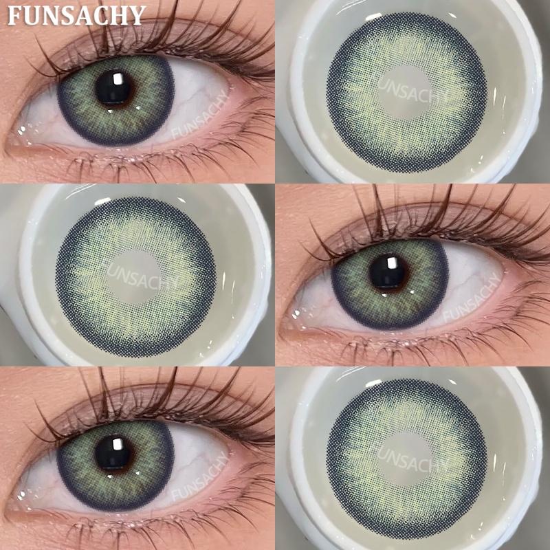 FUNSACHY 2PCS Contact Lenses Fashion Korean Brown Lenses for Eyes Grey Colored Contacts Cosmetics Blue Beauty Pupil Yearly Use