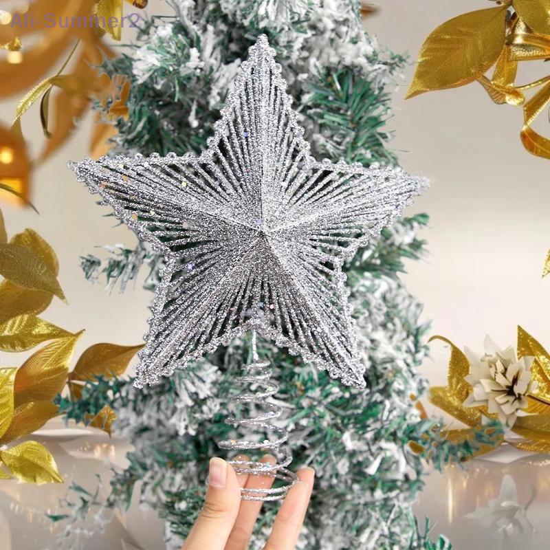 {Summer2} 2026 Natal Noel Glitter Christmas Tree Topper Iron Star Christmas Decor For Home Xmas Tree Ornaments Navidad New Year