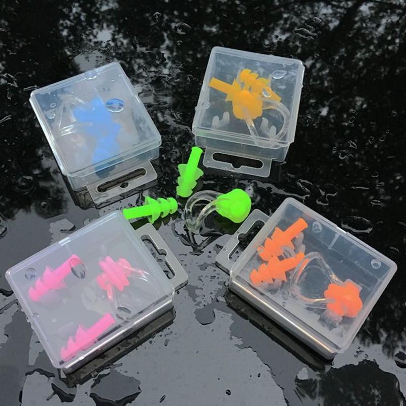 Silicone Nose Clip Ear Plugs Set Swimming Adults Kids Unisex Leak-Proof Water Sports Gear