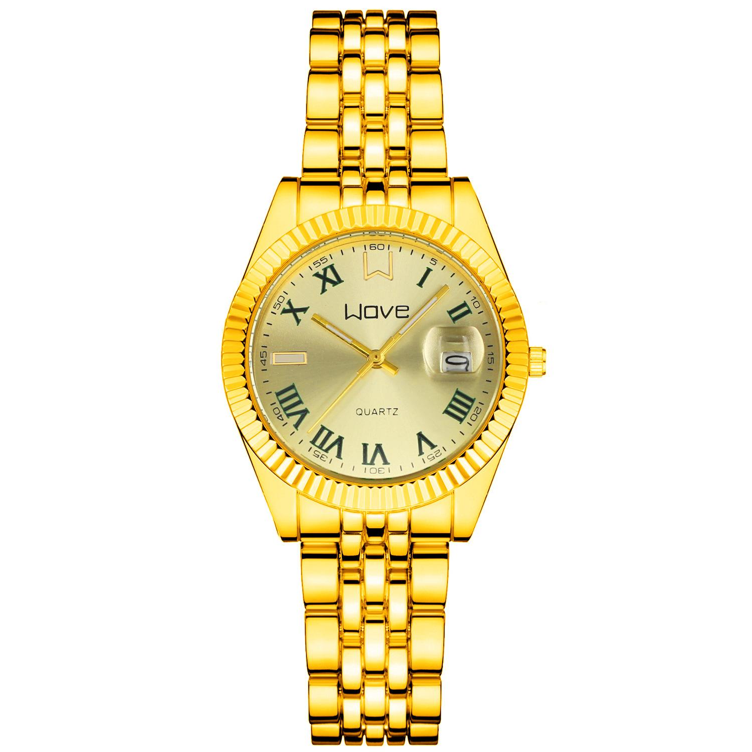 Roman Scale Men S Quartz Watch Luminous Fashion Steel Belt Business Quartz Couple Watch Generation [nude watch]