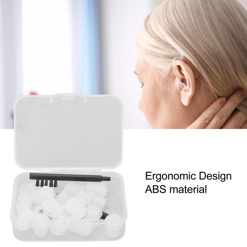 Hearing Amplifier Ear Tip Earplug Dome Set Hearing Amplifier Cleaning Brush Tool Accessories with Storage Box