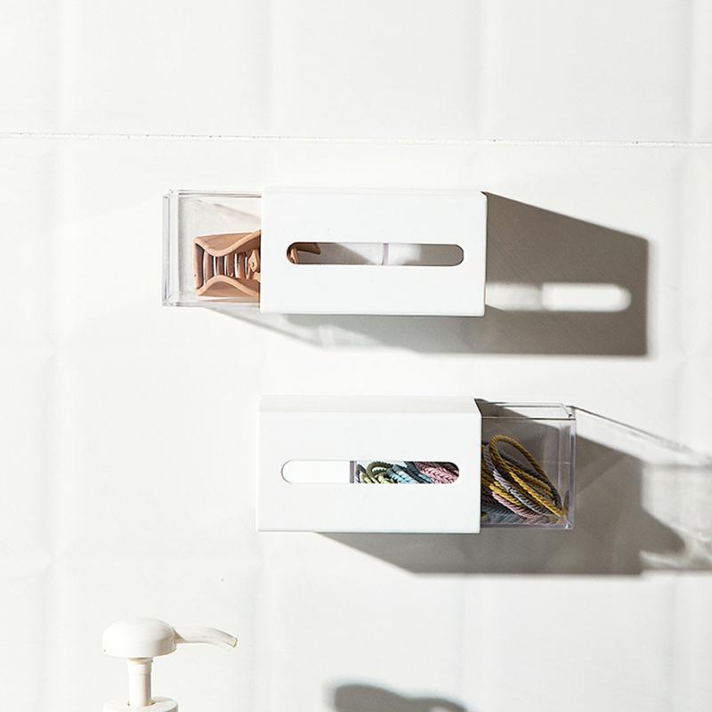 1pc Punch Free Bidirectional Storage Box for Makeup Removal, Cotton Hair Clips, and Debris Extraction