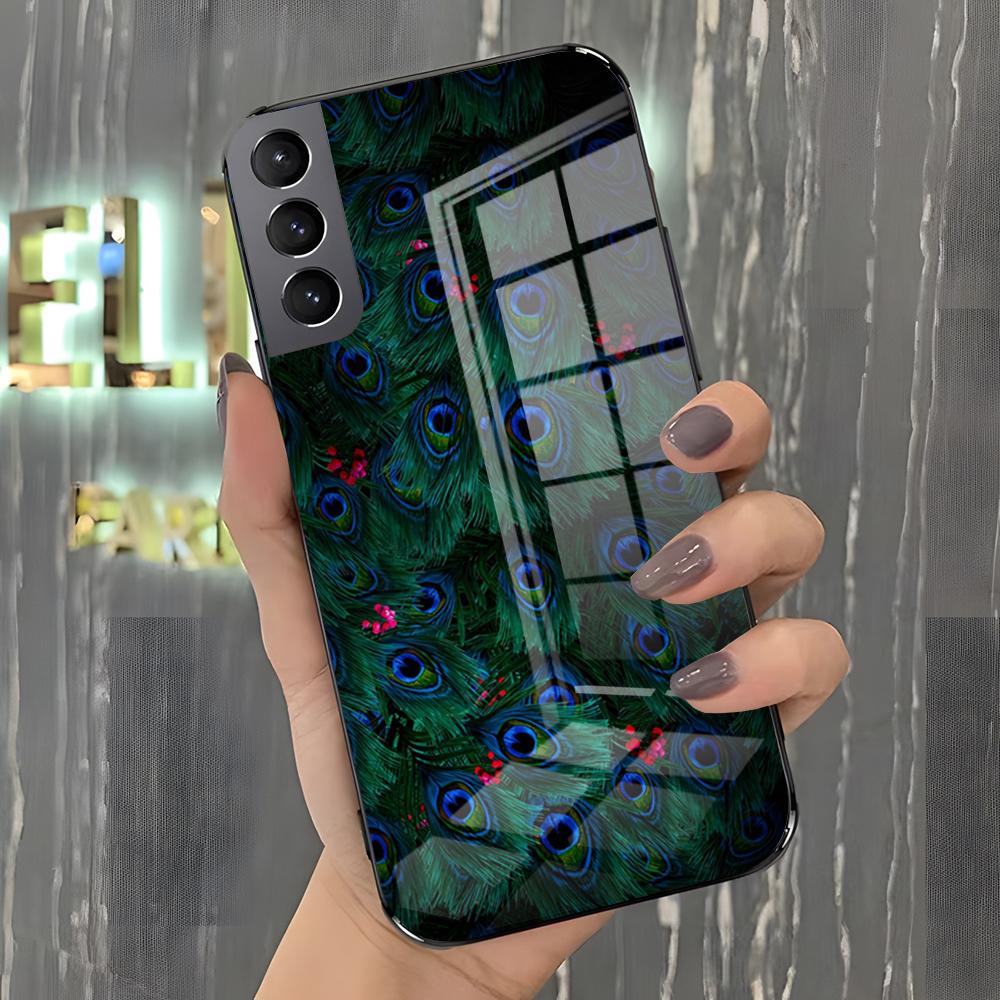 

Peacock Feathers Phone Case For Samsung A25 A13 A33 5G A54 A36 A35 A56 A52 A14 Shockproof Glass Cover Samsung A32 5G