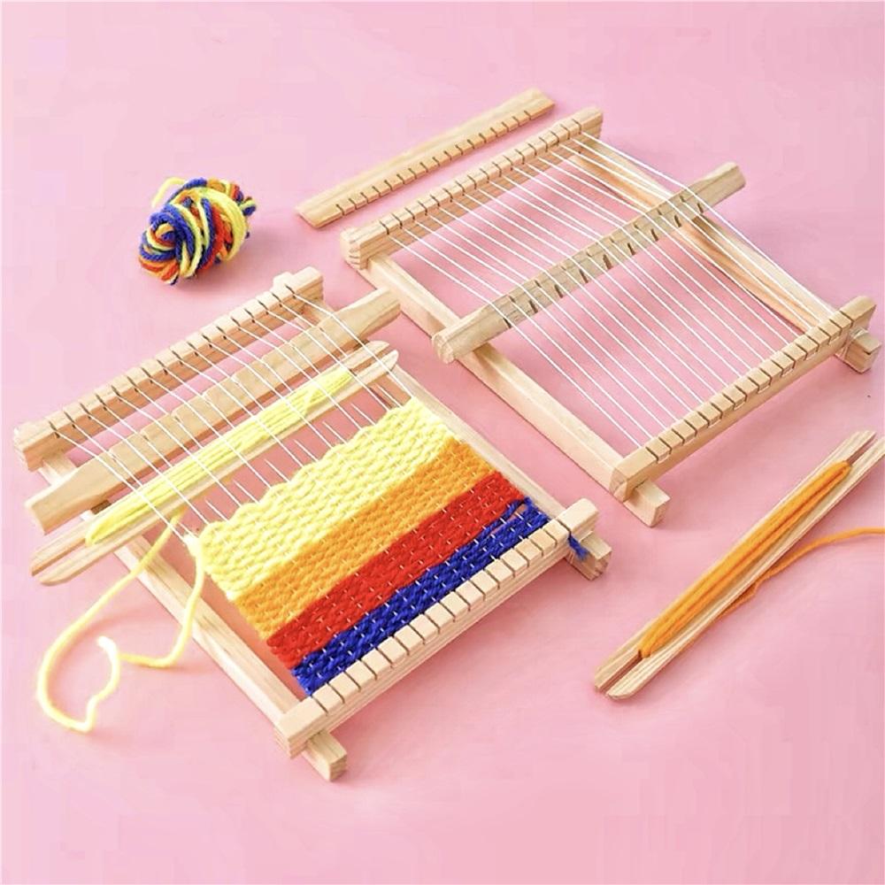 Webstuhl-Set für Kinder aus Holz – Komplettes DIY-Handstrickmaschinen-Set mit Werkzeugen und Garn