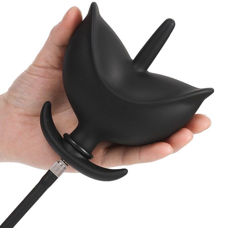Oppblåsbar analplugg Anal Dilatator Hale Utendørs klær Voksen Sexleketøy Silikon Fisting BDSM Slave Trening