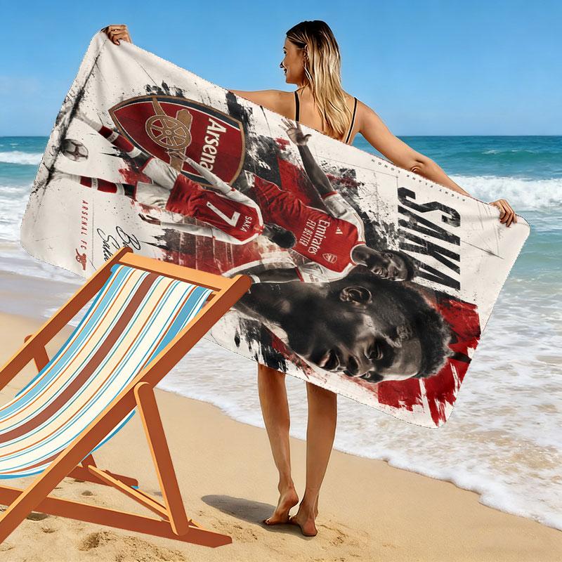 Bukayo Saka Hero Beach Towel, Large Soft Quick Dry Towel for Beach Camping Swimming