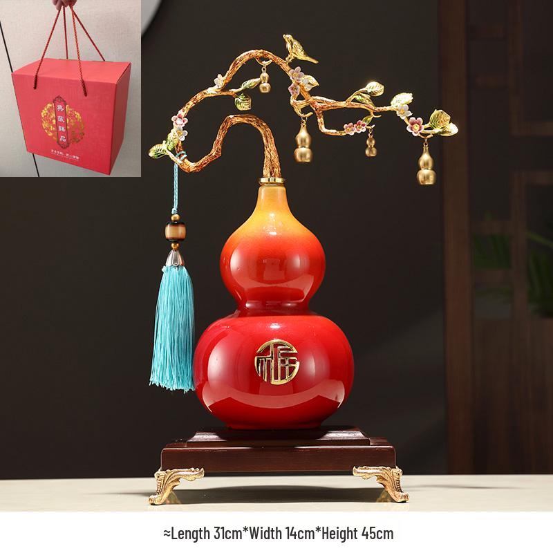 Cloisonné Gourd Ornament: Chinese Ceramic Handicraft for Living Room or Wine Cabinet Decor