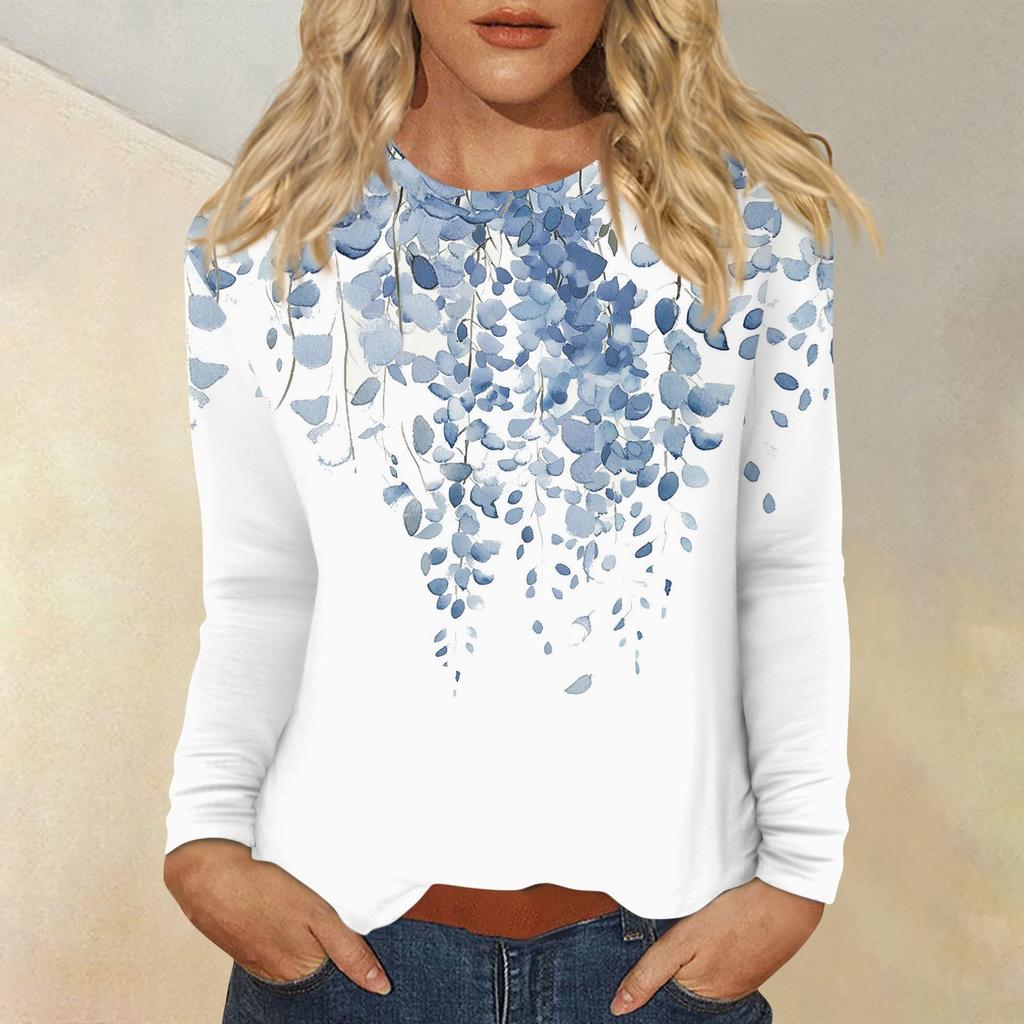 Women's Daily Casual Long-sleeved Printed O-neck Top