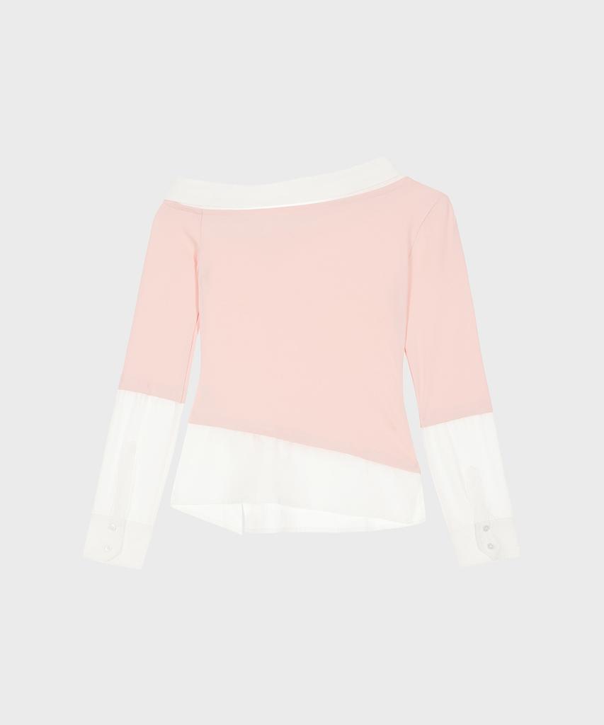 Alkialka One-Shoulder Layered Top (Light Pink)