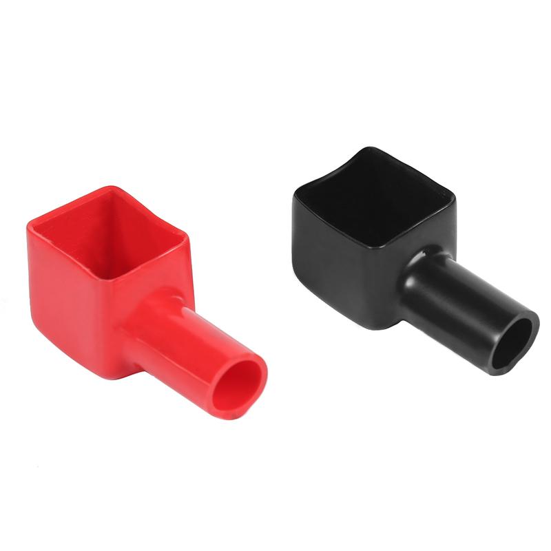 2Pcs Car Battery Negative Positive Terminal Covers Cap BLack+Red Positive & Negative Insulating Protector Batteries Accessories