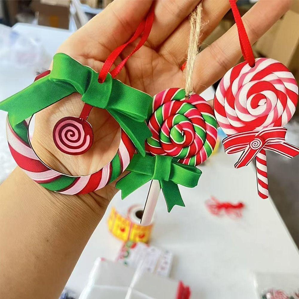 16Pcs Colorful Mini Christmas Candy Cane Ornaments Christmas Hanging Decorations  New Year Party