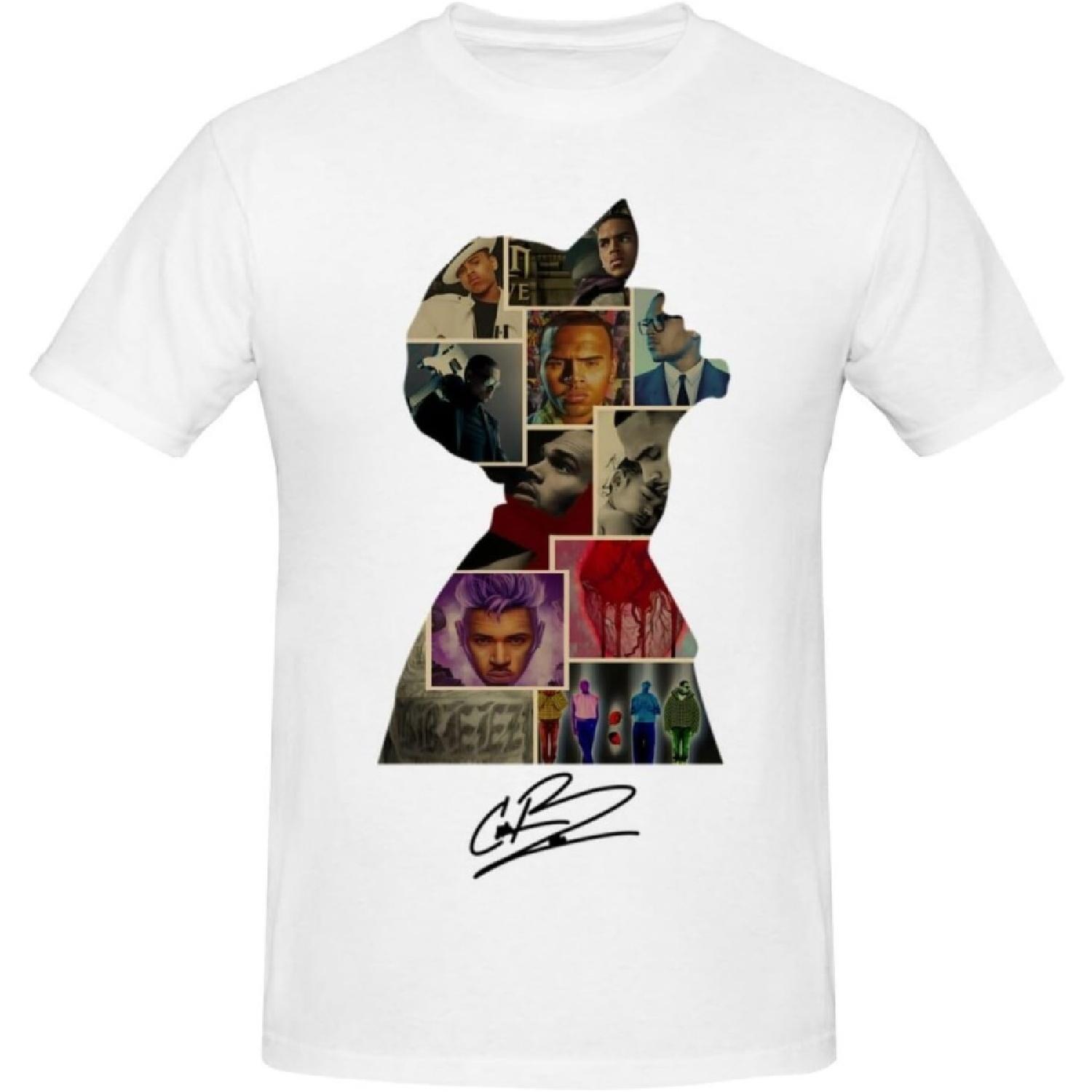 QFFGTNHJ Men s Chris Music Brown Summer Fashion Pattern T-Shirt XXXXXL белый