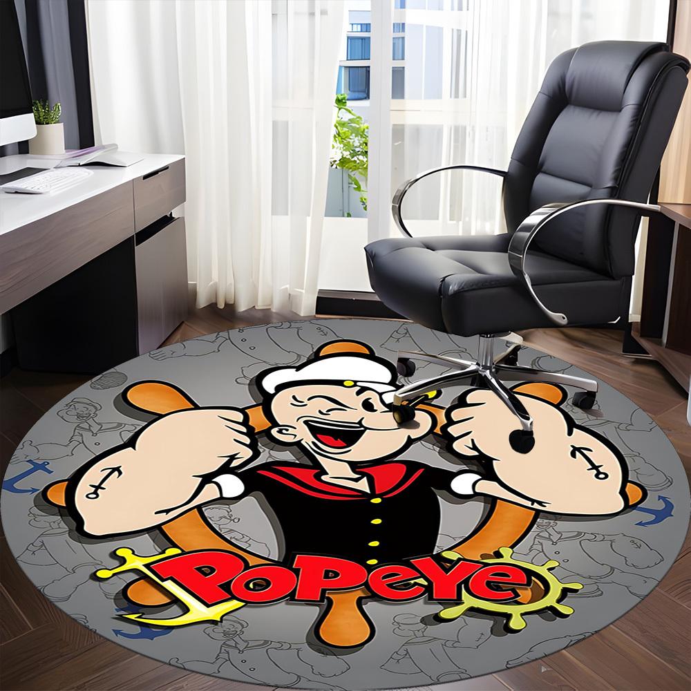 1pc Popeye Sailor Office Round Area Rug, Under Office Chairs Bedroom Living Room Home Decor, Room Decoa1016079