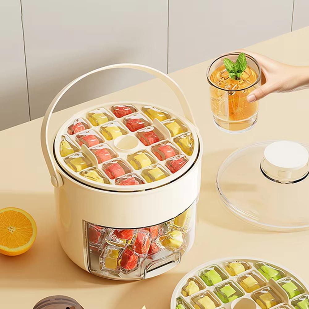 

Portable Ice Cube Mold Multifunctional Ice Making Box Household Ice Mold Tray Tequila Cocktails бежевий