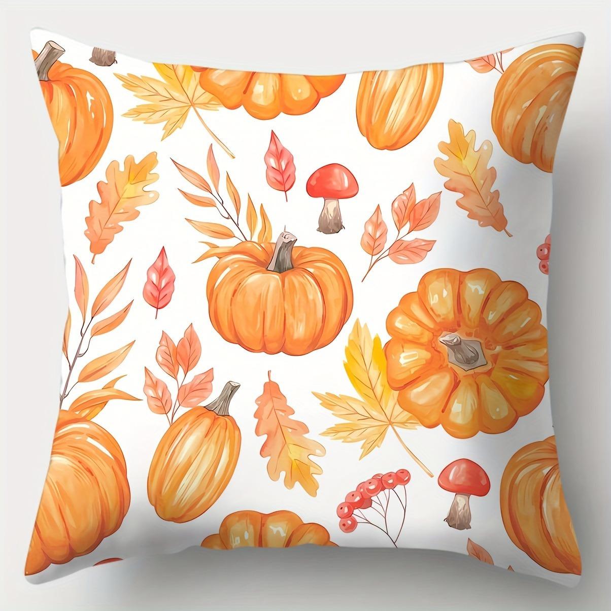 

Домашній декор Візерунок з гарбузів та осіннього листя Декоративна подушка з візерунком Наволочка для подушки Підходить для дивана Спальні Автомобіля Наволочка 40x40cm