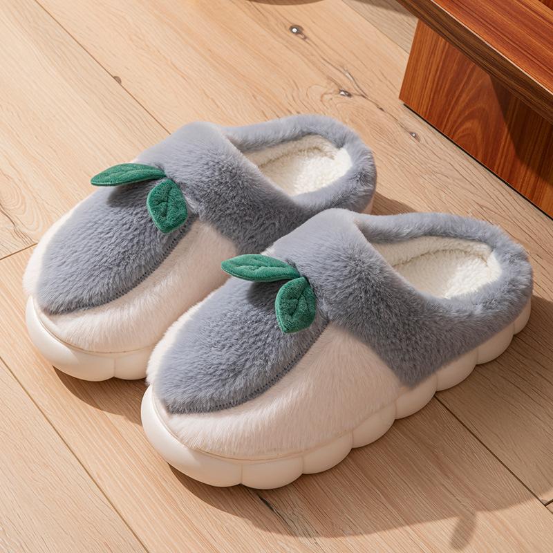 

New couple indoor cartoon warm cotton slippers autumn and winter home non-slip plush cotton slippers 44-45 [1-2 yards smaller]