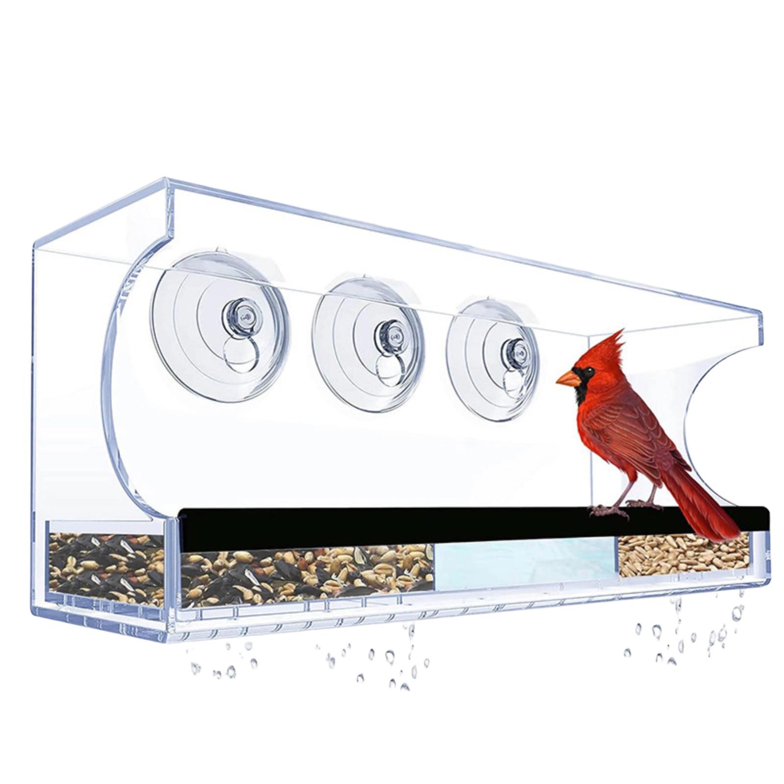 

Transparent Bird House Outside The Window Wild Bird Watching House Garden Decoration Bird Feeder One Size білий