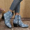 Außenhandel neue Denim High-Heel kurze Martin Stiefel Damen grenzüberschreitende dünne Retro-Stil spitz zulaufende Cowboy-Stiefel