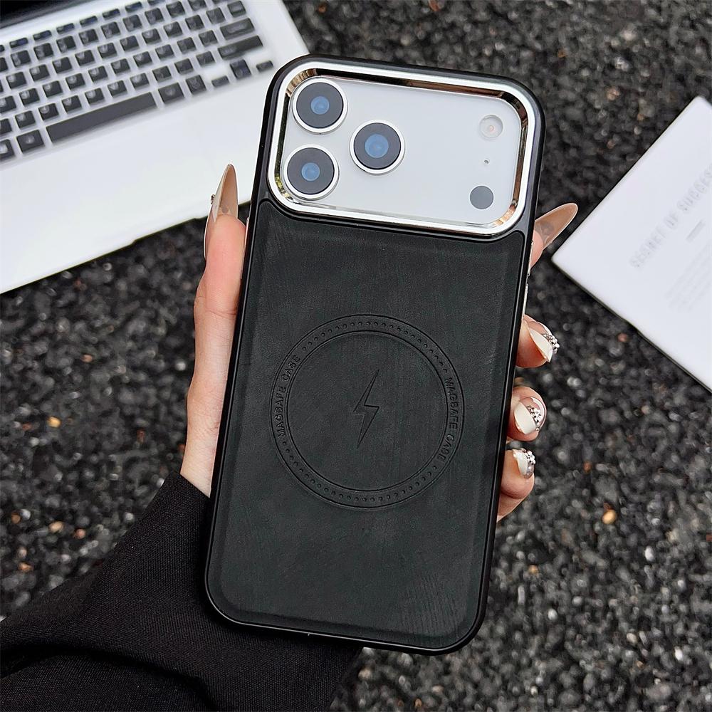 Wireless Charging Magnetic Leather Case For iPhone 17 16 15 14 13 12 11 Pro Max Plus For Magsafe Bumper Shockproof Cover