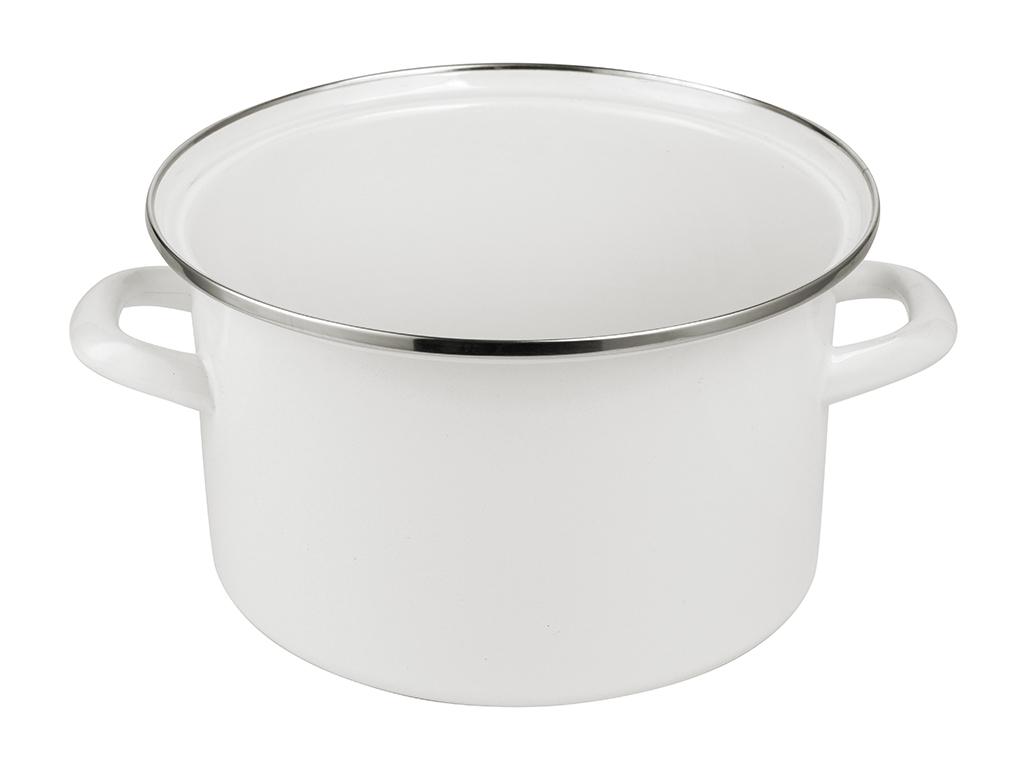 Garnek Emaliowany Prosty Gładki 22Cm 5,2L Kremowy