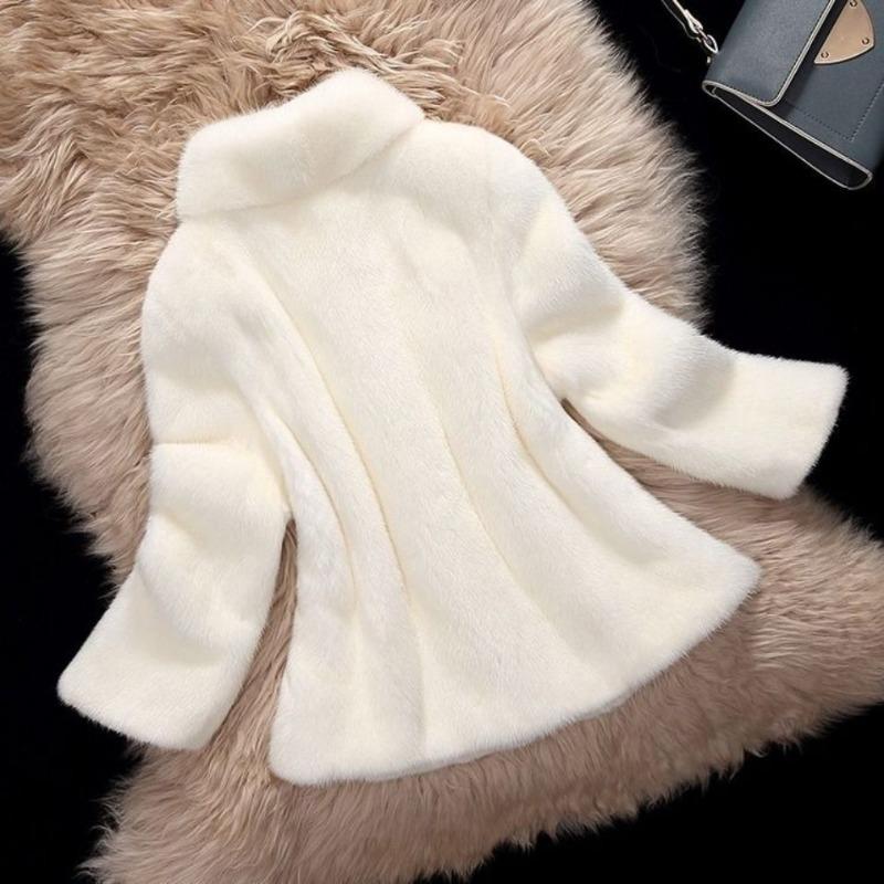 Imitation Nerzmantel, Imitat Pelzjacke, Imitat Nerzfell, Stehkragen, Imitat Pelz, Kurz Freizeit und Dünn Imitat Ganz Nerz