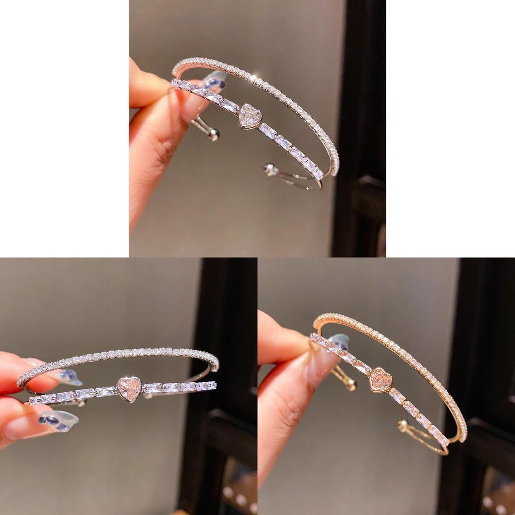 Heartshaped Jewelry Bracelet With Cubic Zirconia For Fashionable Women