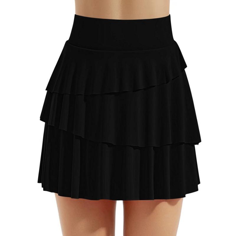 Women's Fake Two Skirts Spring Summer High Waist Pleated Fashion Anti-slip Skirt