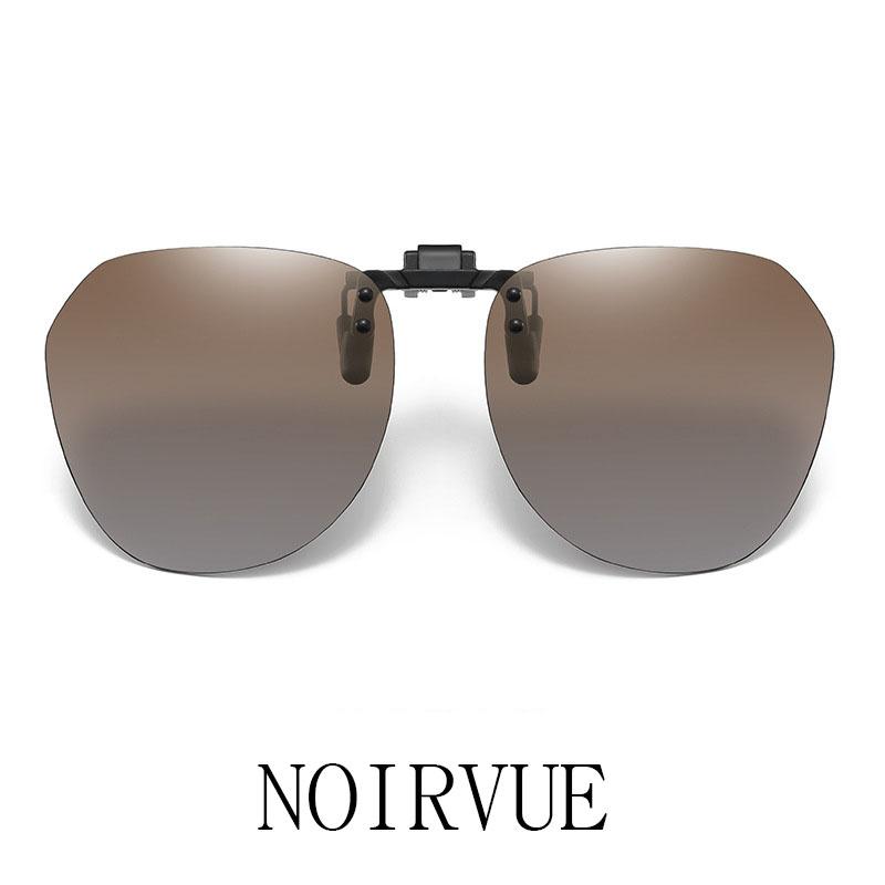 NOIRVUE Flip-Up Sun Glasses Polarized Clip-On Sunglasses for Prescription UV400 Driving Fishing Glasses светло-коричневого