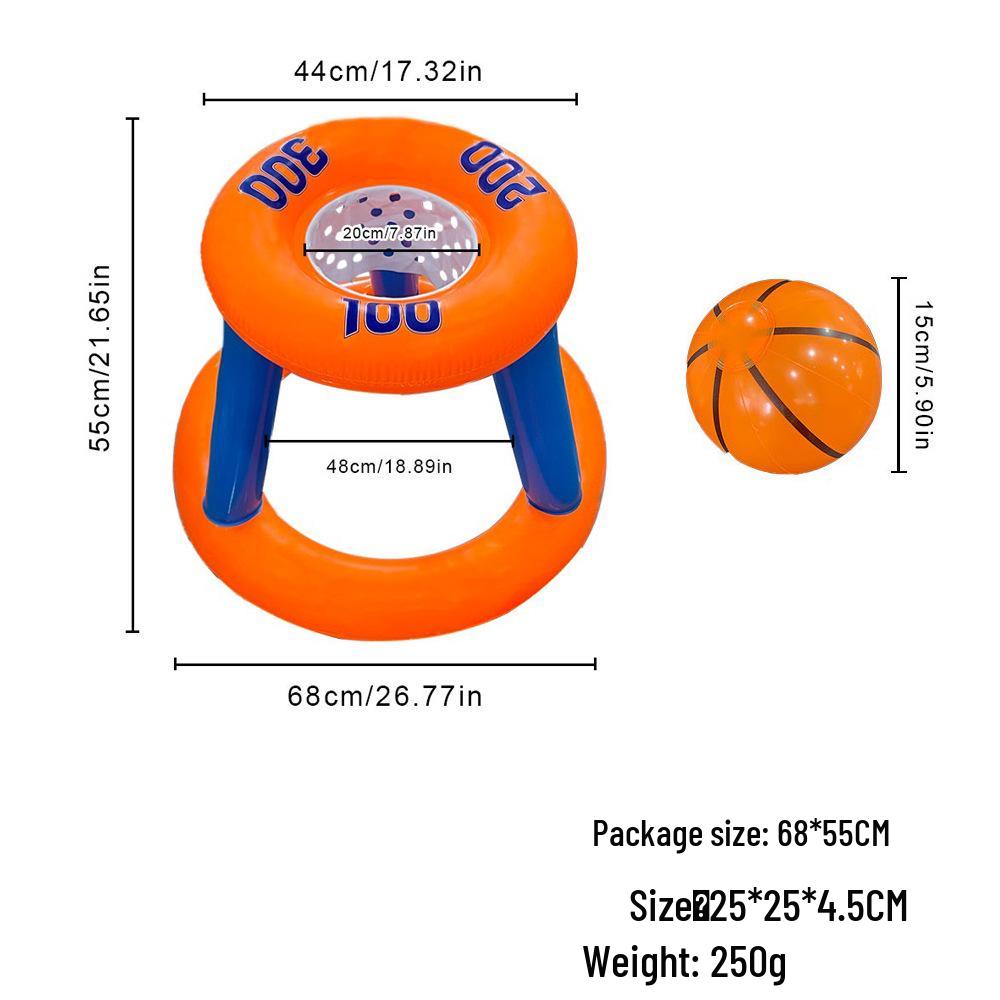 Inflatable Water Basketball Hoop and Ring Toss Set for Beach and Pool Fun