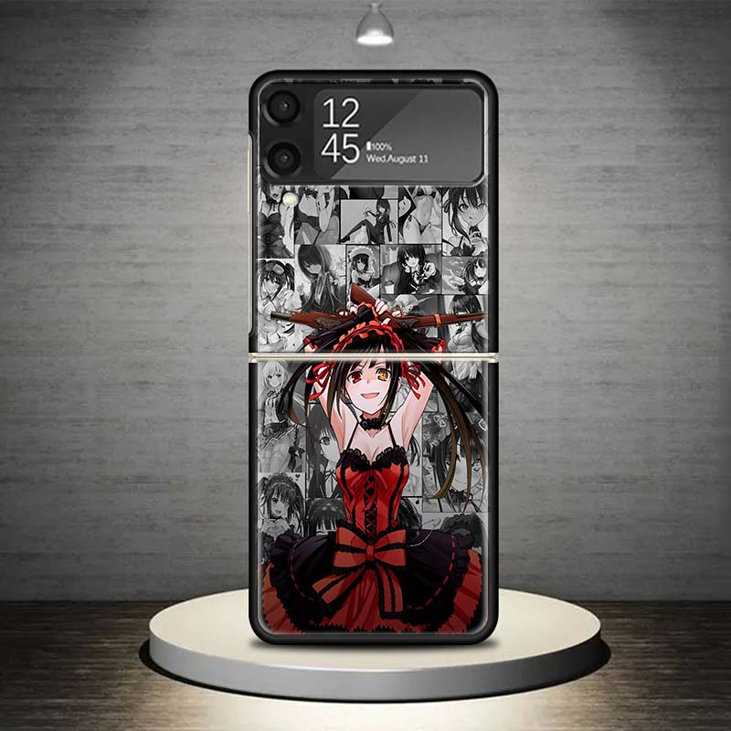 Date A Live Tokisaki Kurumi Phone Case For Samsung Galaxy Z Flip 7 6 5 4 3 5G Shockproof Cover Z Flip7 Flip6 ZFlip5 Flip3 Flip4